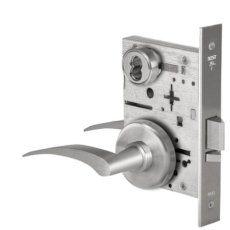 Best Grade 1 Classroom Mortise Lock, 17R Lever, H Rose, SFIC Housing Less Core, Satin Chrome Finish, Fiel 45H7R17RH626